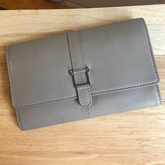 Le Tanneur Leather Wallet Tri Fold Taupe (New) - Picture 1 of 7
